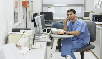 Healthcare worker in his office
