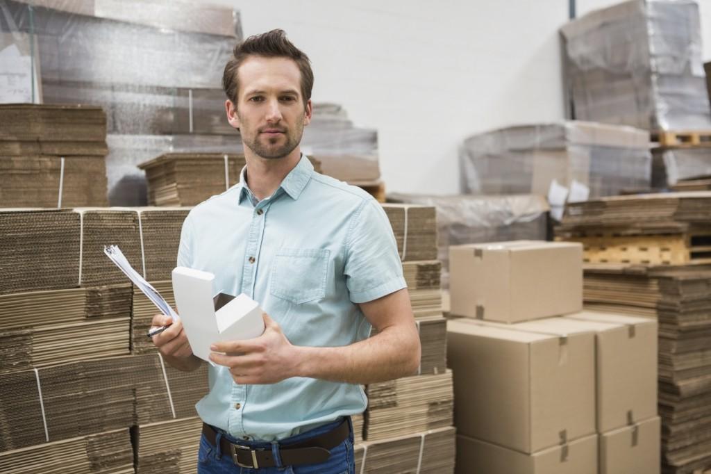 Worker in a small warehouse