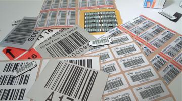 Asset tags and labels for barcoding