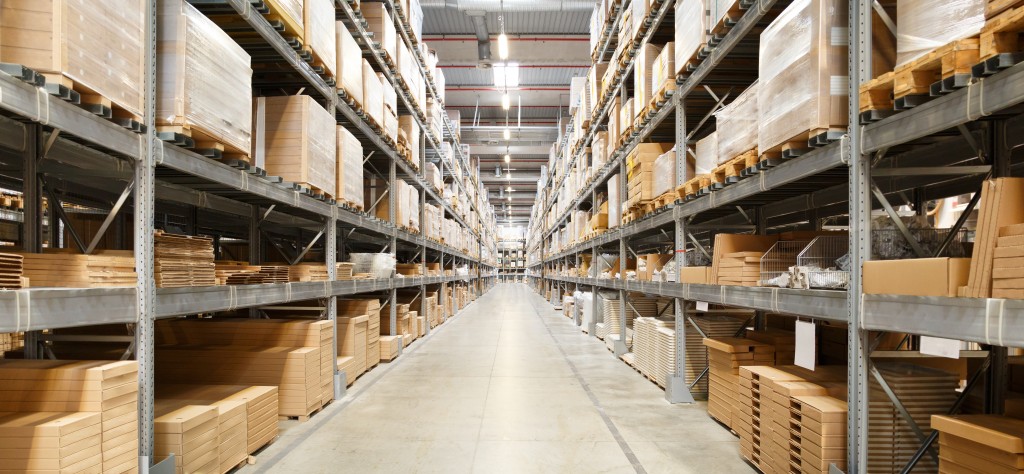 Aisle Of Storage Room With Boxes