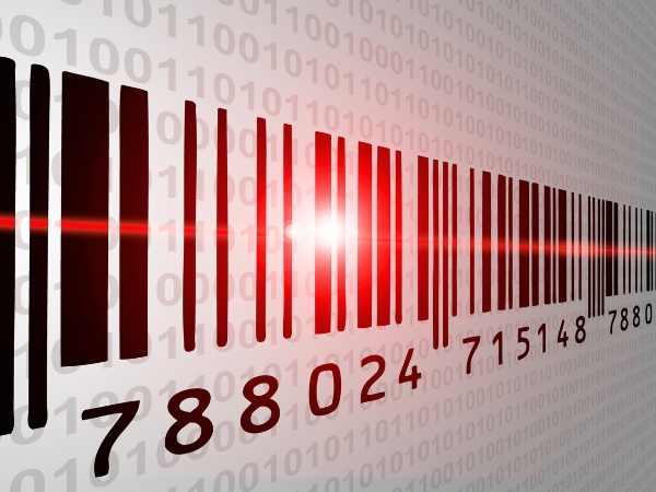Close up of a barcode being scanned