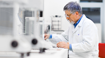 man working in cryo lab. 