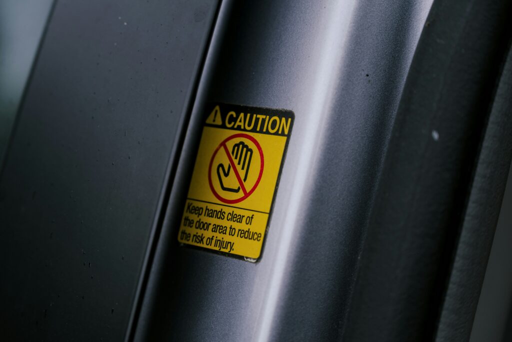 Automotive label inside a car door